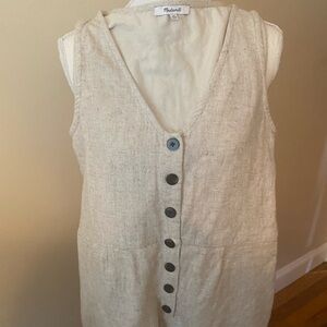 Madewell Cream Sleeveless Button-Front Romper